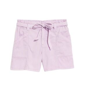 Old Navy Women’s High-Rise WorkwearTie-Waist Twill Shorts in Orchard Pink